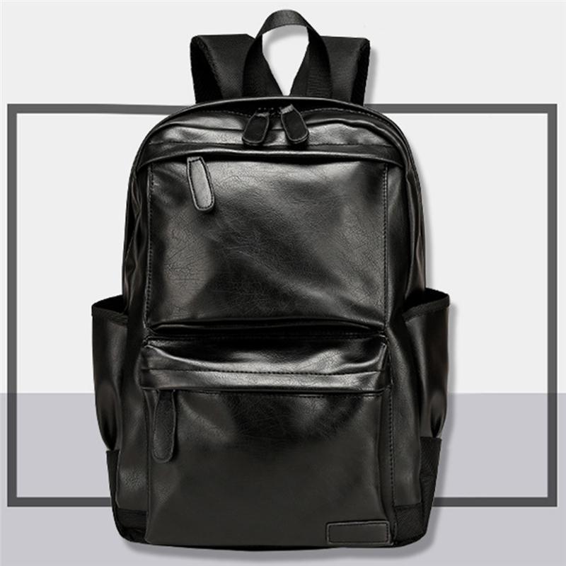 

Unisex Business Backpackl Backpacks Travel Bag Black Pu Leather Men's Fashion Shoulder Bags Teenage Backpack Men Casual Bag1