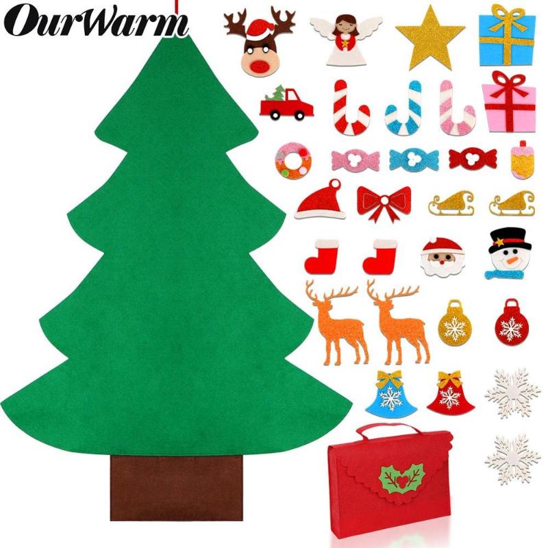 

OurWarm DIY Felt Christmas Tree New Year Gifts Kids Toys 3D Artificial Tree with Bag Wall Hanging Ornaments Christmas Decoration