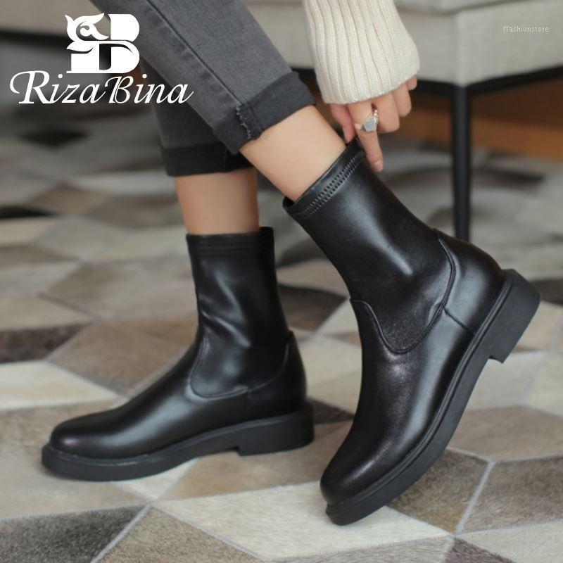 

RIZABINA Size 31-43 Women Ankle Boots Flats Slip On Shoes New Design Winter Boots Women Daily Office Footwear1, Black