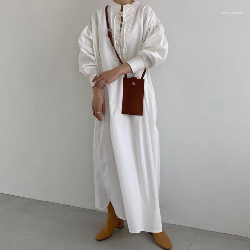 

White Dress Elegant Casual Women Autumn Long Sleeve Female Loose Japan Style Korean Daily Maxi Dresses Femme Vestiods 20201