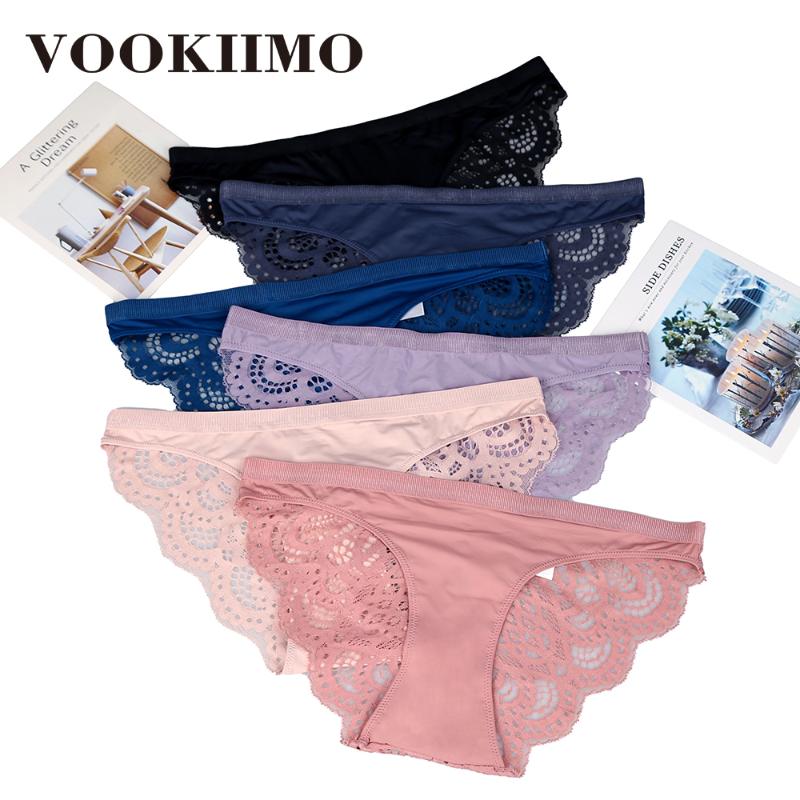 

VOOKIIMO Sexy Lace Panties Women Seamless Breathable Lingerie Female Briefs High Quality Women's Underpant Soft Cotton Intimates, Blue
