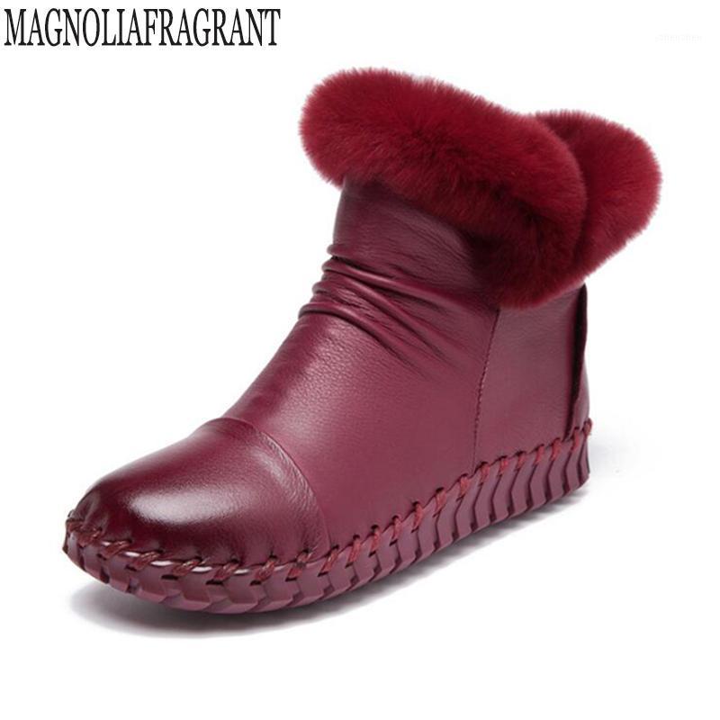 

2020 New women boots Genuine Leather Winter Boots Handmade Woman Shoes Casual fur Leather Ankle For Women k31