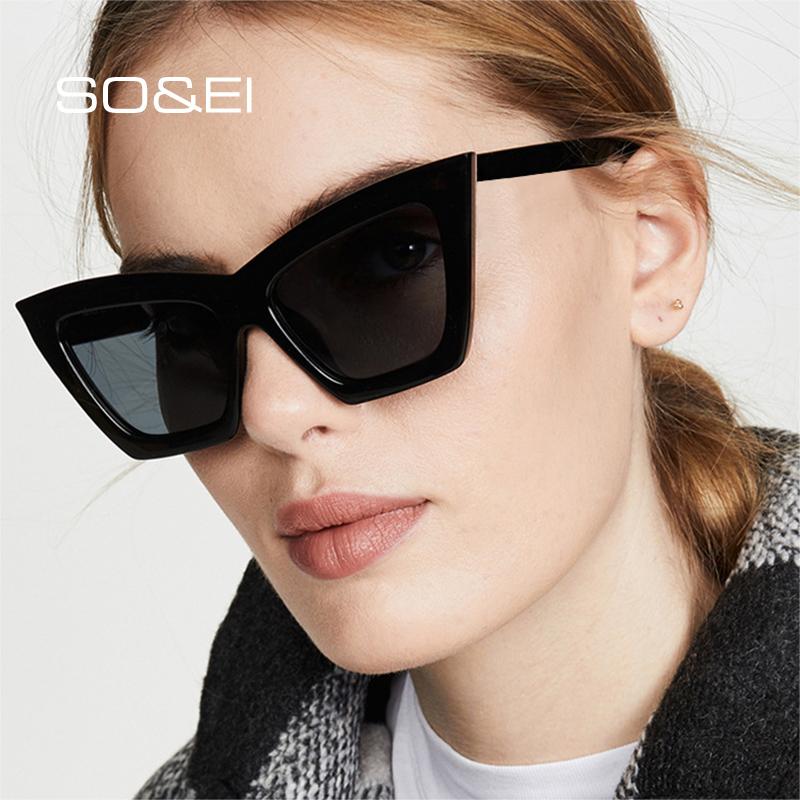 

SO&EI Fashion Cat Eye Sunglasses Women Vintage Jelly Color Eyewear Clear Pink Gradient Sun Glasses Men Trending Shades UV400