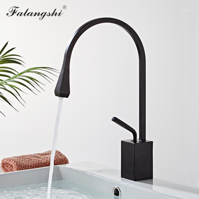 

Falangshi Basin Faucet Hot And Cold Black Faucet Sink Mixer Taps Single Lever Bathroom Faucets Brass Water Taps Torneira WB11301