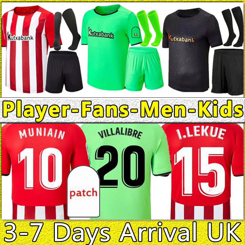 

2022 bilbao Soccer Jersey Athletic VILLALIBRE WILLIAMS MUNIAIN ADURIZ football shirts RAUL GARCIA Camiseta de futbol 21 22 Men kids scoks full set player version, Away+patch