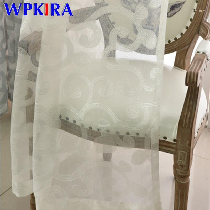 

European Gold Jacquard Voile Curtain for Living room Bedroom Screen Window Treatment Sheer Panel Tulle Fabric Organza AD013D31, Grey