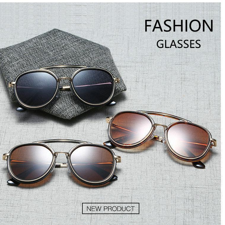 

Sunglasses Vintage Metal Round Women Men Punk Black Brown Sun Glasses Unisex Gradient Pilot Driving UV400 FML1