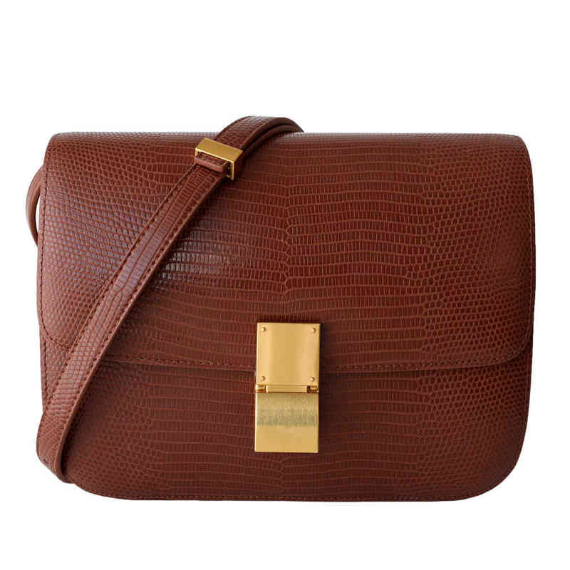 

Bags Tote 's Luxury Lizard Leather Bag Classic Luggage Bracelet Lapel Handbag Free Delivery 220112, Brown.