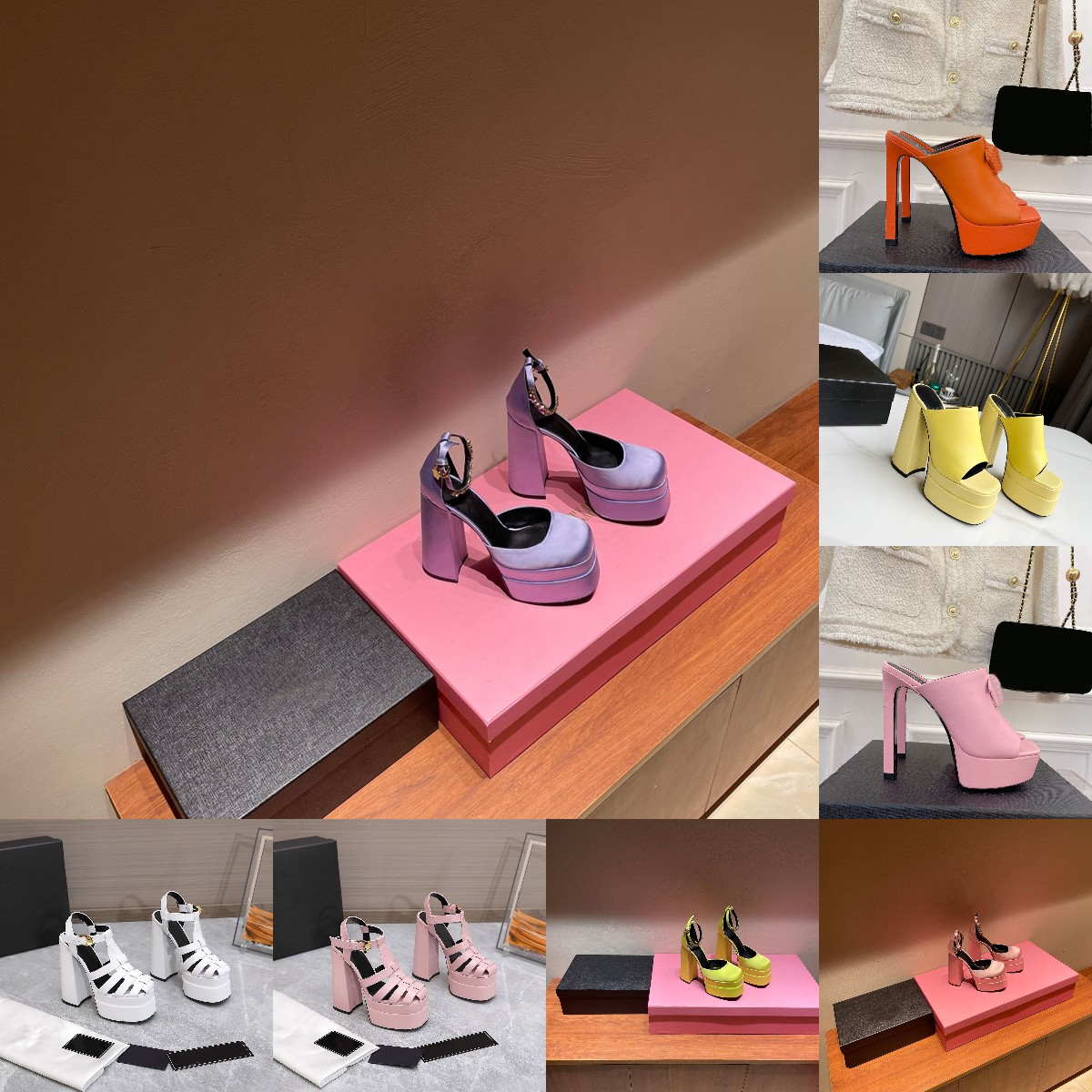 

La Medusa waterproof platform sandals women Muller shoes Medusa aevitas slippers high heels Lasandals intrico Lefu shoe Designer luxury, Color 9