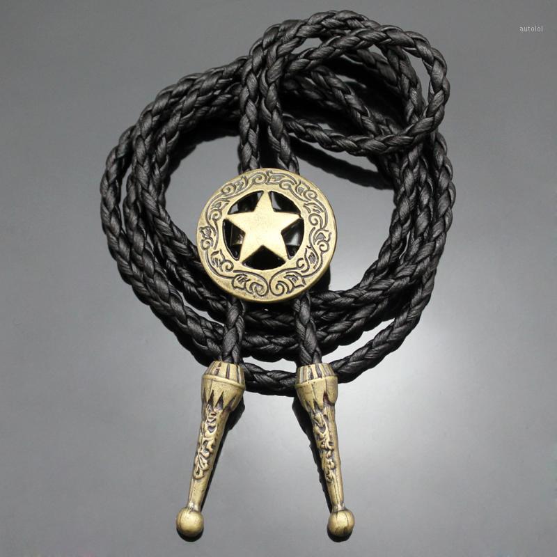

New Arrial Western Southwest Men gift Texas Ranger Star Leather Rodeo Bolo Bola Tie Necktie Top Fashion 2 Colors accessories1