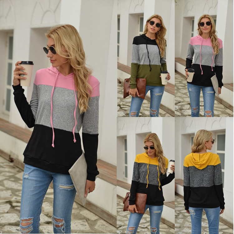 

2021 Autumn and Winter New Selling Contrast Hot Hoodie Top for Female Sweatpants BKP7, Pink