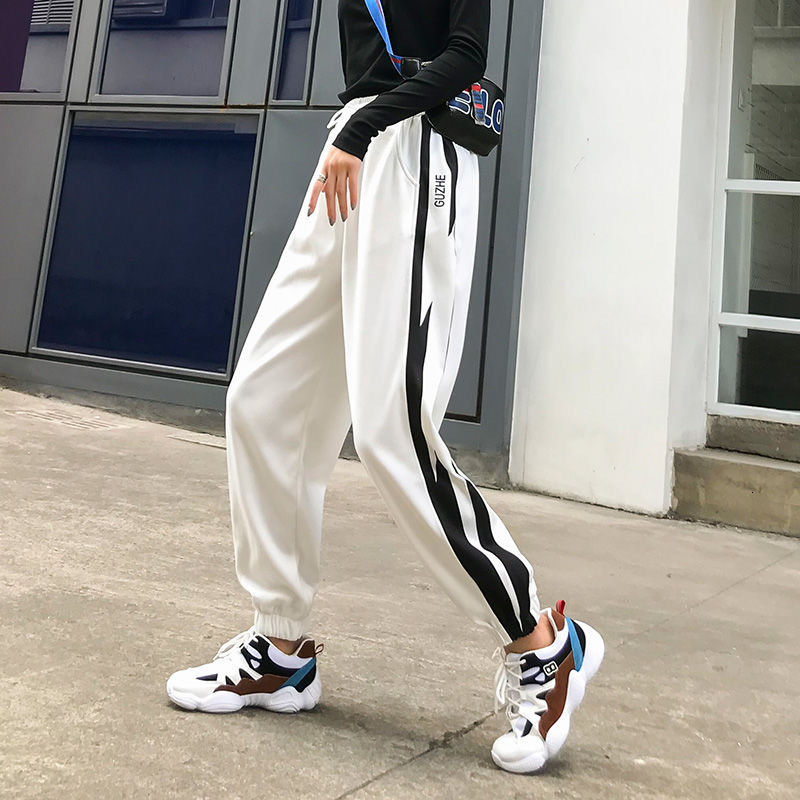 

2021 New Women's Corduroy Sports Pants, Stripe Side, Jogging, Ladies, High, Pants. VTVC, Black