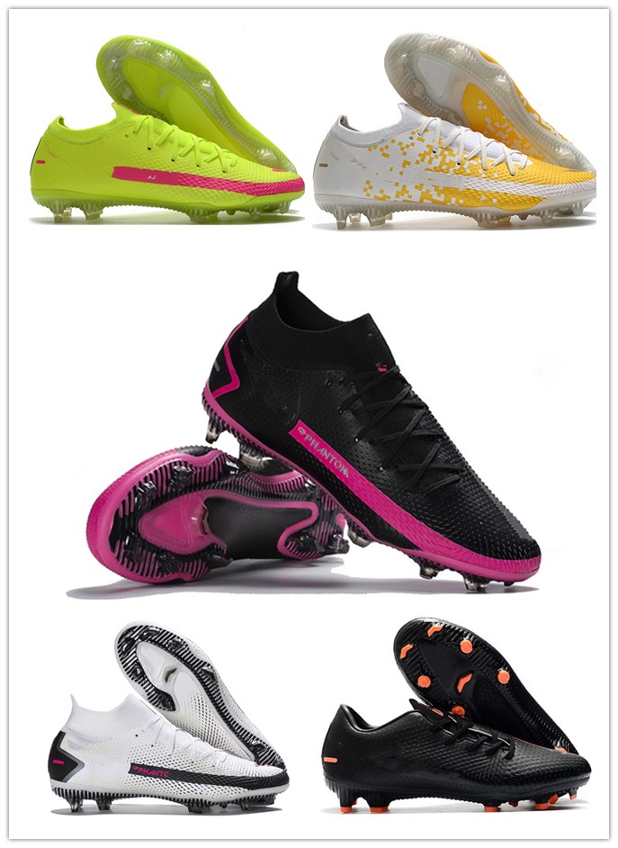 

New Phantom GT Elite FG-PRO Daybreak White Pink Blast Black Metallic Silver X Chile Red Football Boots Cleats Mens FG Outdoor Soccer Shoes, 0019