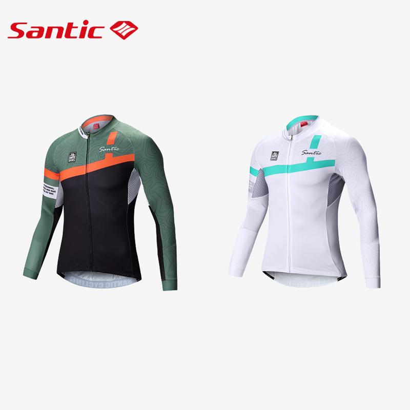 

Santic Men Long Sleeve Cycling Jerseys Pro For Road Bike MTB Bicycle Jersey Breathable Male Jersey Outdoors Sport Wear Quick Dry, White jersey