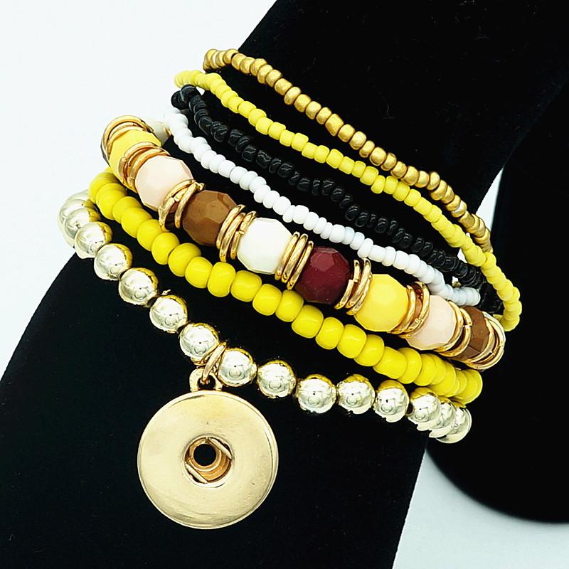 

Fashion Charming Multi-layers beads snap bracelet elastic fit 18MM snap buttons jewelry wholesale AB0052