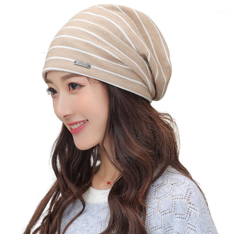

Soft And Thin Skullies Casual Bone Spring Cotton Hats For Women Double Layer Men Beanies Turban Hat Gorros1, Blue;gray