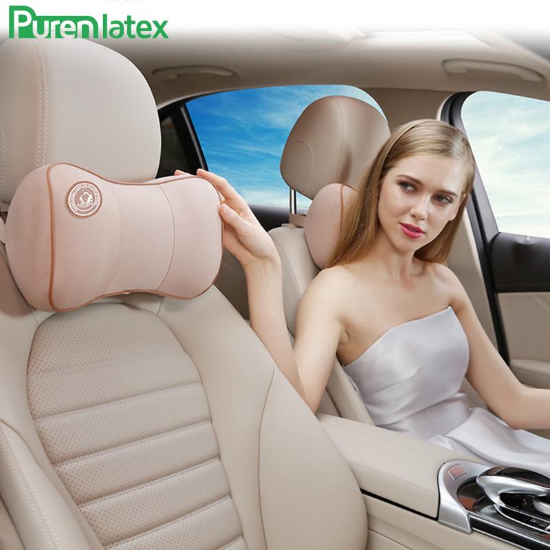 

Pillow PurenLatex Car Slow Rebound Memory Foam Auto Headrest Protect Neck Cervical Orthopedic Pillows 3D Driving Cushion