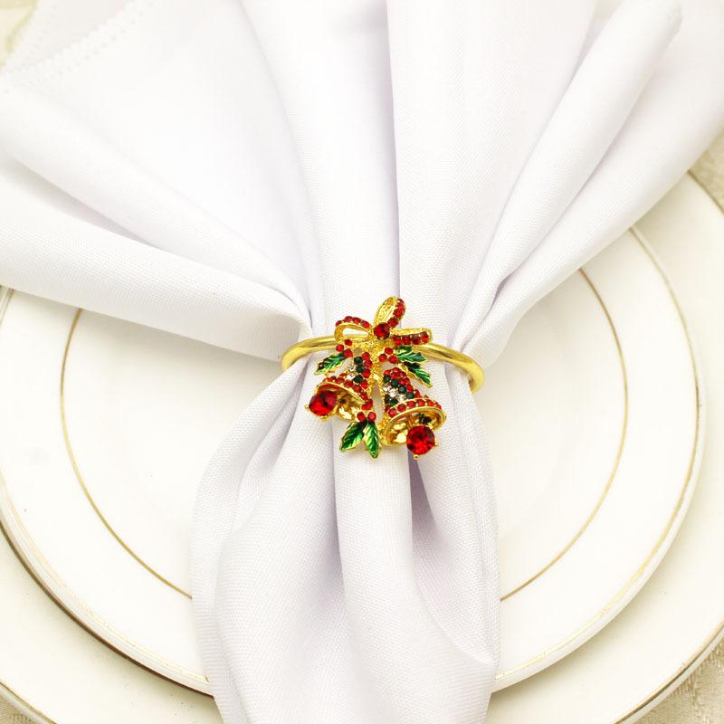 

8pcs/lot New Christmas Bells Napkin Ring Color Napkin Button Hotel Western Restaurant Cloth Ring