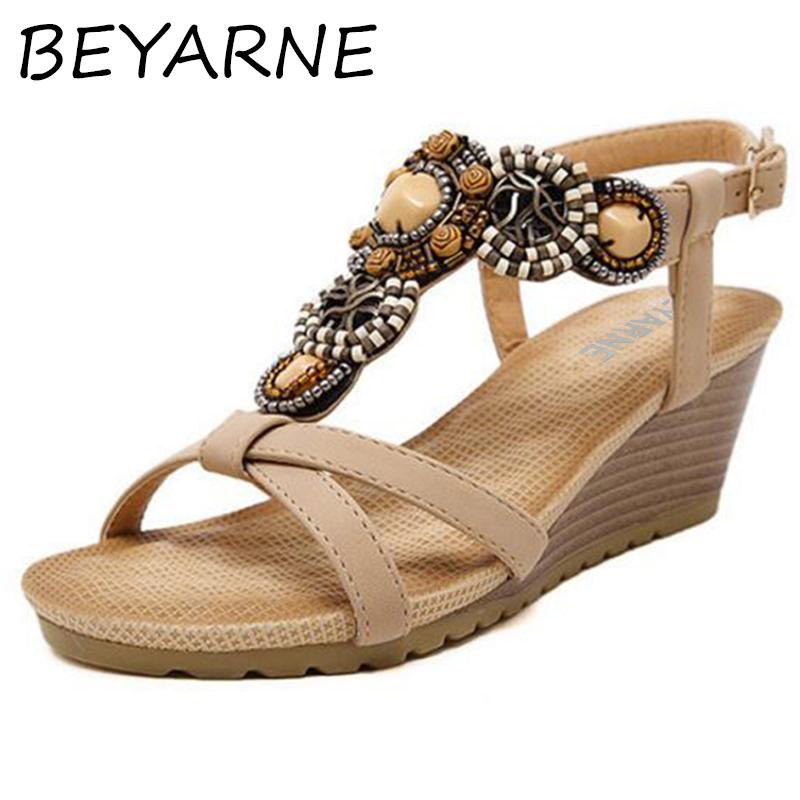 

BEYARNE New flip flops summer women sandals 2020 gladiator sandals women shoes Bohemia flat shoes sandalias mujer ladies, Apricot