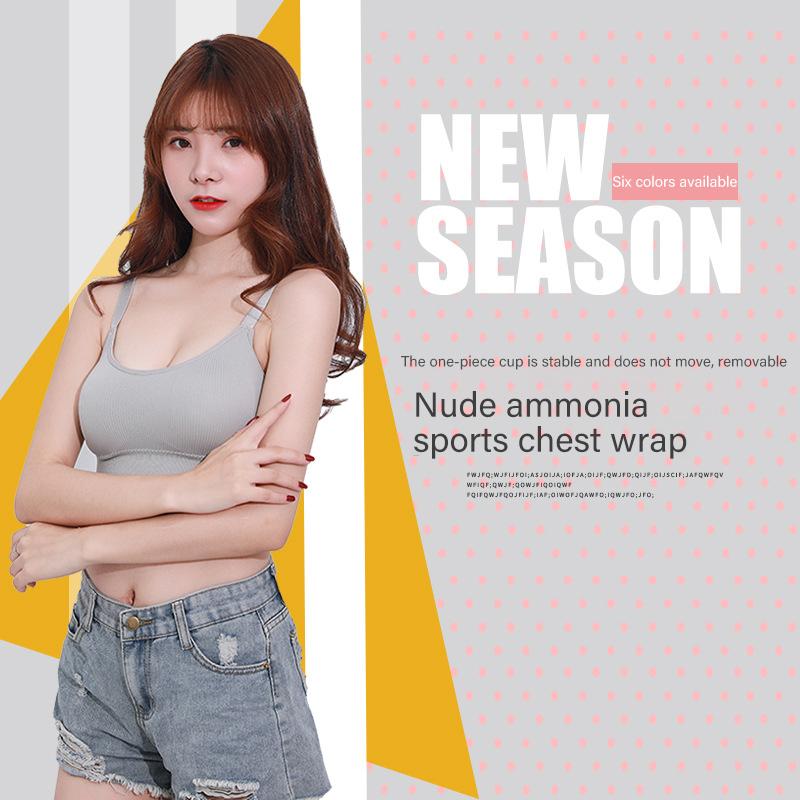 

Sports Body Wrapped Chest Seamless Crop Tops Bras Wireless Bralette Push Up Bra Brassiere for Female Underwear Fitness Lingerie, Black