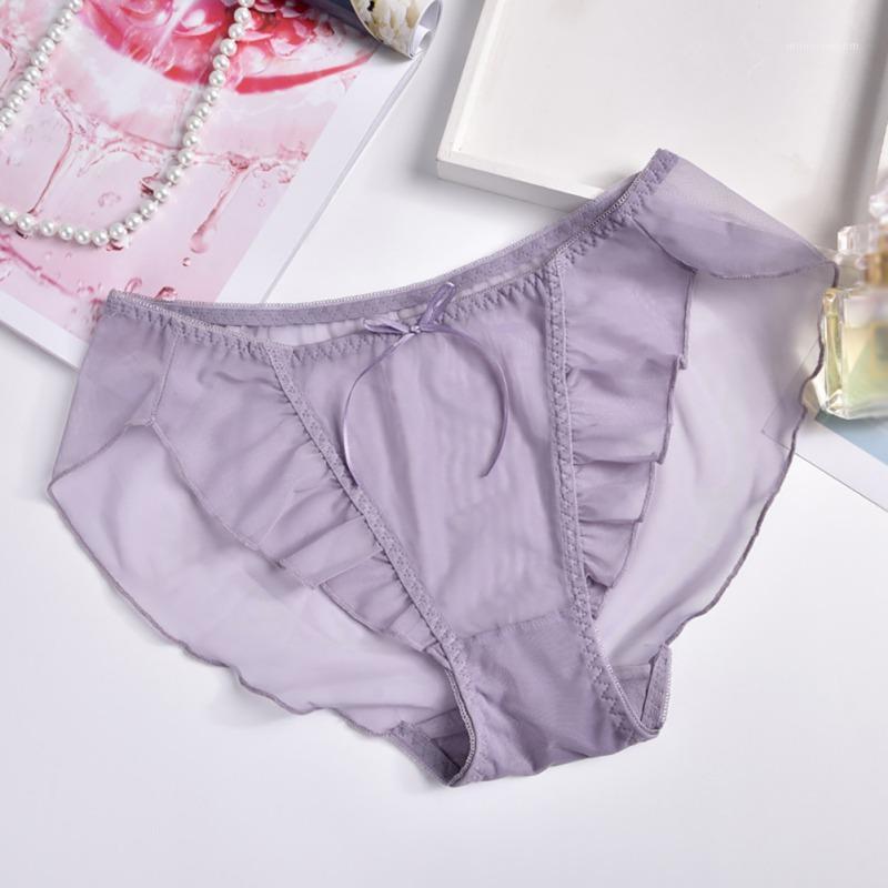 

Lovely Ruffle Women Panties Girls Bow Brief Mid-Rise Solid Color Panties Underwear1, Red