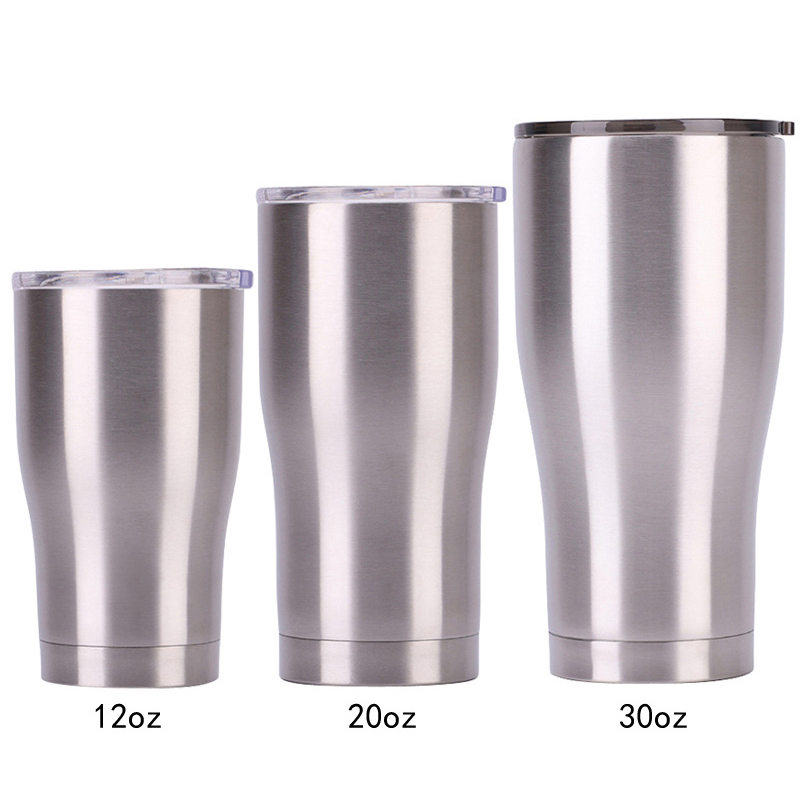 

Stainless Steel Tumbler Cup With Lid 30/20/12oz Double Wall Vacuum Flask Insulated Beer Cup Drinking Thermoses Coffee VT0225, Stainless steel color