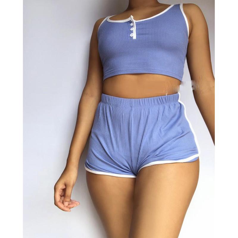 

Casual Women' Two Piece Running Sets Crop Top Tanks +Shorts Set Sports Homewear Sleeveless Outfits Summer Women Gym Sports Set