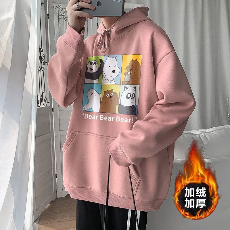 

2021 New Men's Casual Oversize Woman Thicken Warm Hooded Sweatshirts Man Cartoon Graphic Printed Hoodies Clothing 07bk, Blackfleece
