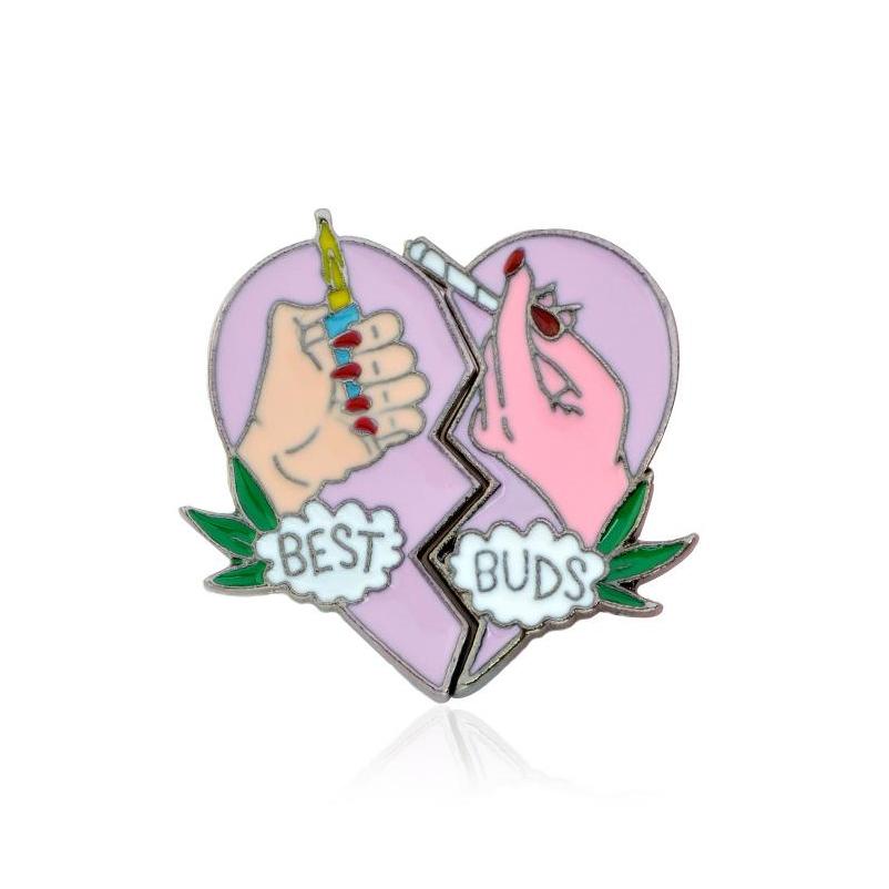 

Fashion Best Buds Brooch Pins Button Metal Enamel Broken Heart Charm Brooches Fit Denim Jacket Collar Badge For Women Bbf Friendship 6Usgi