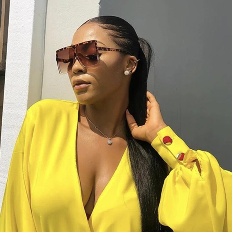 

Sunglasses Fashion Big Frame Square Women Clear Lens Sun Glasses Brand Designer Female Oculos Gafas UV400