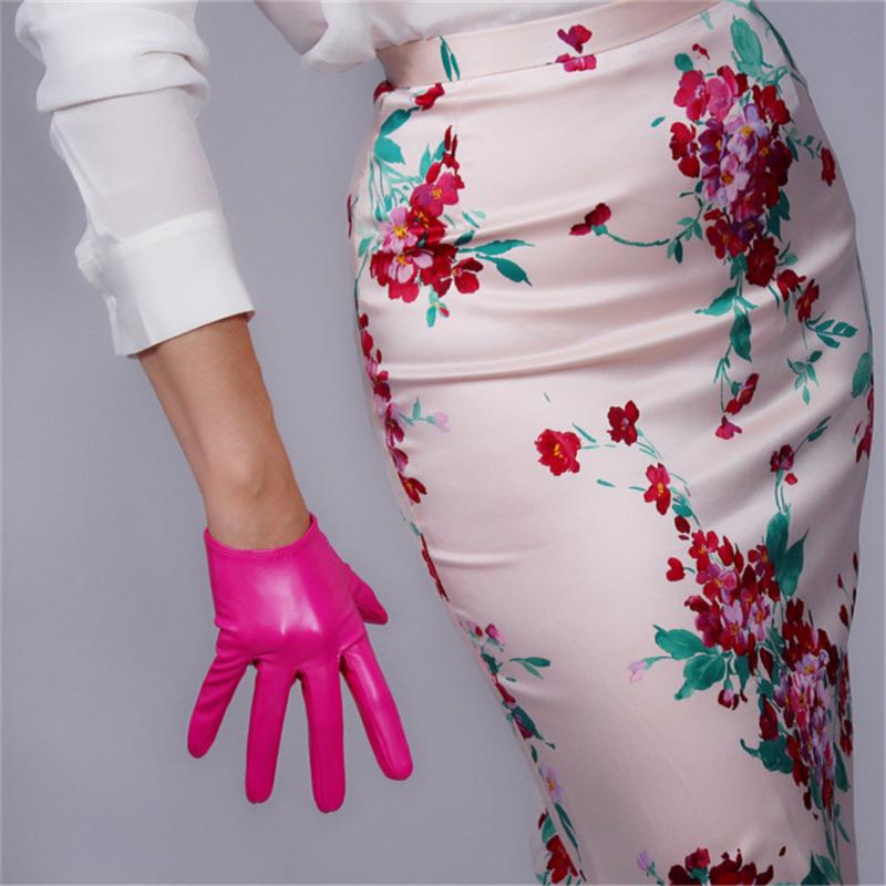 

Short Leather Gloves 16cm Simulation Leather Imitation Sheepskin PU Female Models Rose Red Deep Pink Purple Red Pink PUMH16