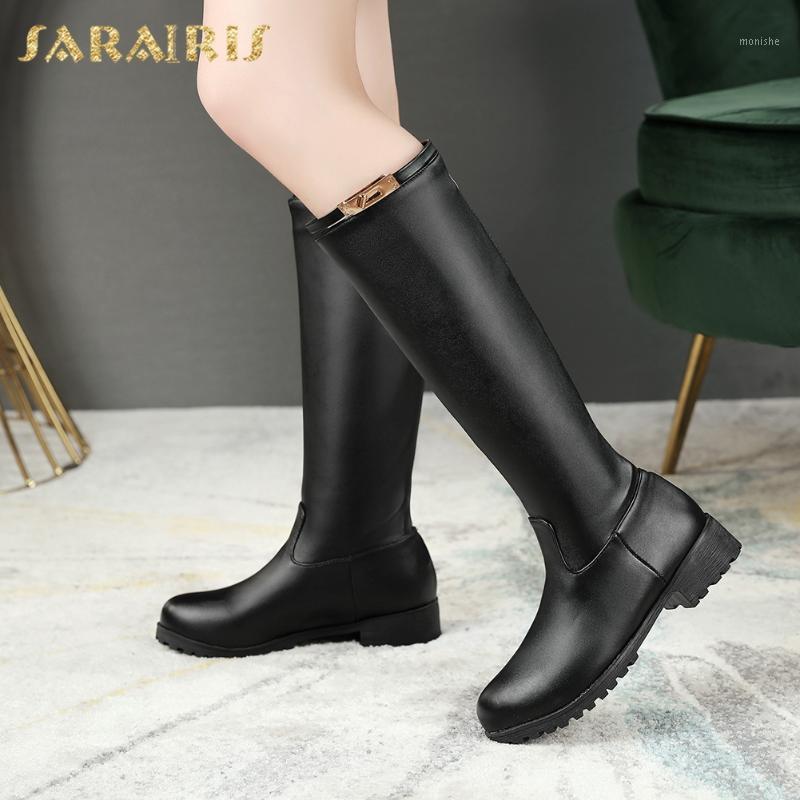 

Sarairis 2020 New Arrivals Plus Size 48 Thick Heels Mid Calf Boots Woman Shoes Comfy Warm Plush Knee High Boots Female1, Beige