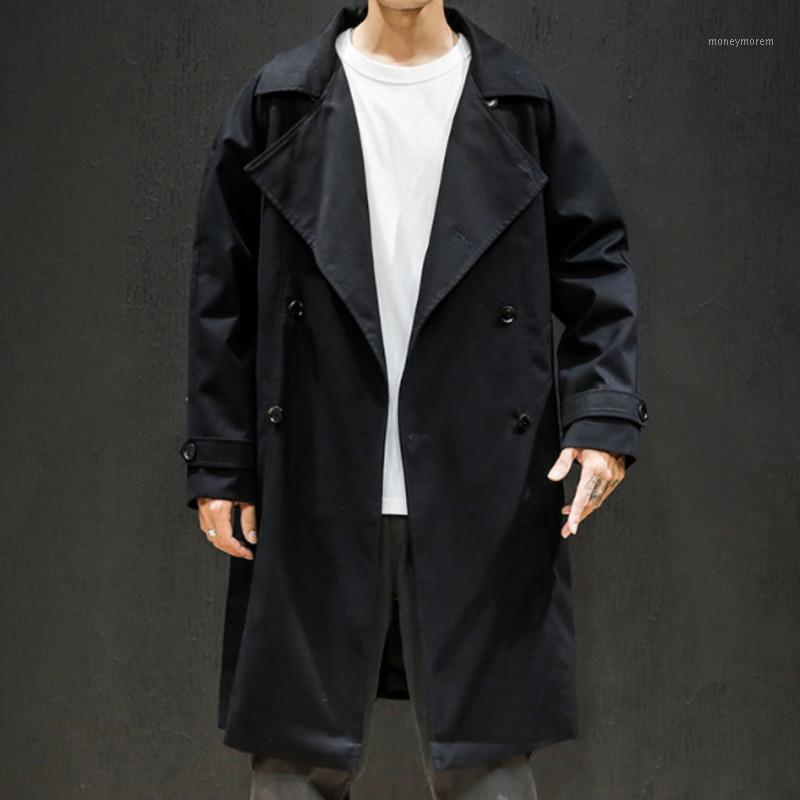 

#2481 Winter Man Long Sleeve Loose Coats Plus Size 5XL Double Breasted Cotton Casual Windbreaker Coat Male No Belt Warm Thick1, Black