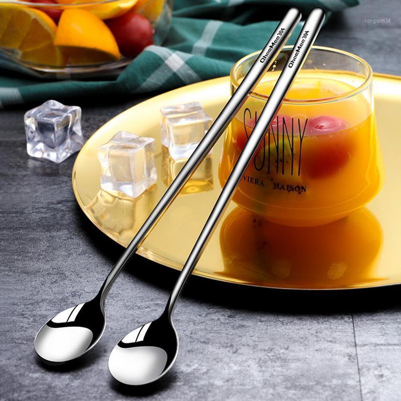 

304 Stainless steel dinnerware set spoon spoon Dessert coffee ice cream spoons Kitchen accessories new long handle1