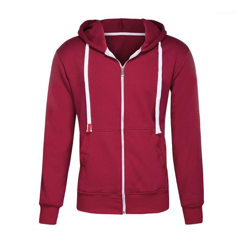

Men's Hooded Sweatshirt Plus Size Long sleeve Pure Color Zipper Pullover Hooded Sweatshirt Tops Moletom Masculino Com Capuz Y61, Beige