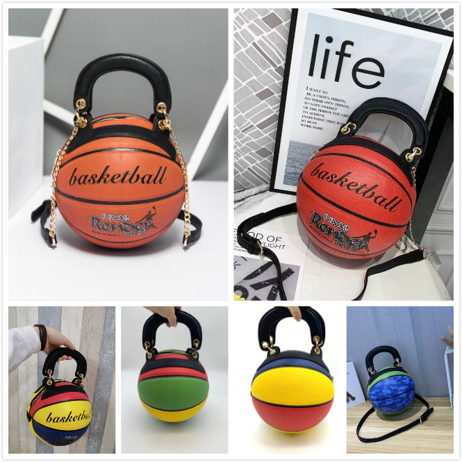 

Fashion Custom logo color women ladies bags crossbody round shaped pu leather chain handbags handbags bag basketball purse, Black;red