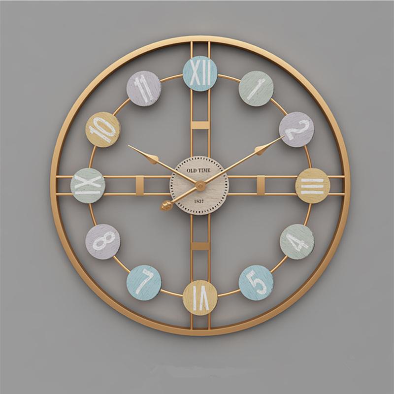 

3D Metal Roman Numeral Wall Clock Retro Nordic Decor living room Wall Clock For Bar Cafe Decor Silent Round Watch