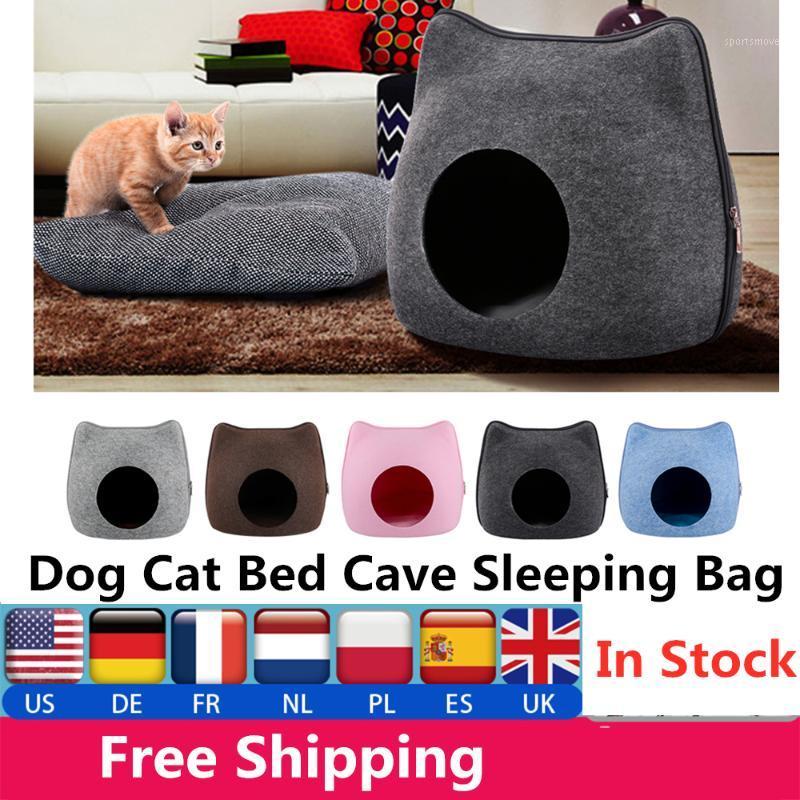 

Dog Cat Bed Cave Sleeping Bag Felt Cloth Pet House Nest Cat Basket Products With Cushion Mat for Cats Animals Supplies1