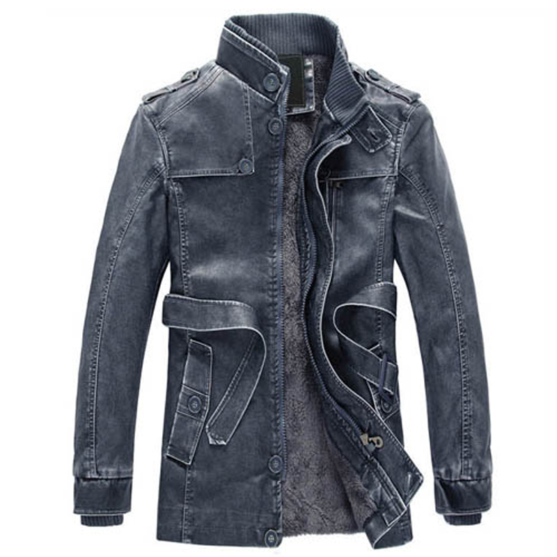

2021 Long Style of the False Washed Man New Fashion Jacket Autumn Leather Jackets Pu Cine Reach Male Cookies Outerwear Chaqueta Grande REDX, Black
