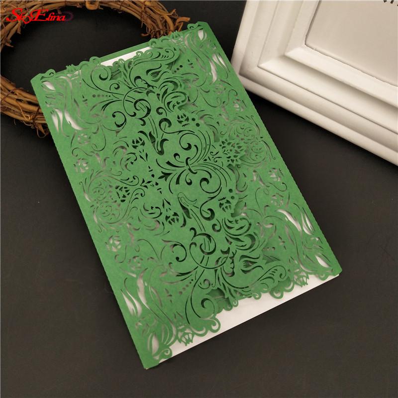 

10/30pcs Wedding Invitations Flower Pattern Laser Cut Lace Customize Invitation Cards Send Seal Envelope Design Favors And Gifts