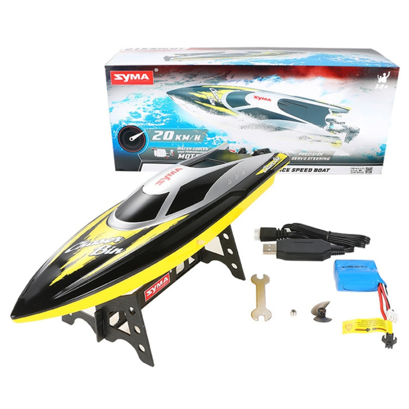 

2.4G 25km/h High Speed Remote Control SpeedBoat Water Circulation Cooling Device Double Waterproof Outside RC Racing Boat Toy, Yellow