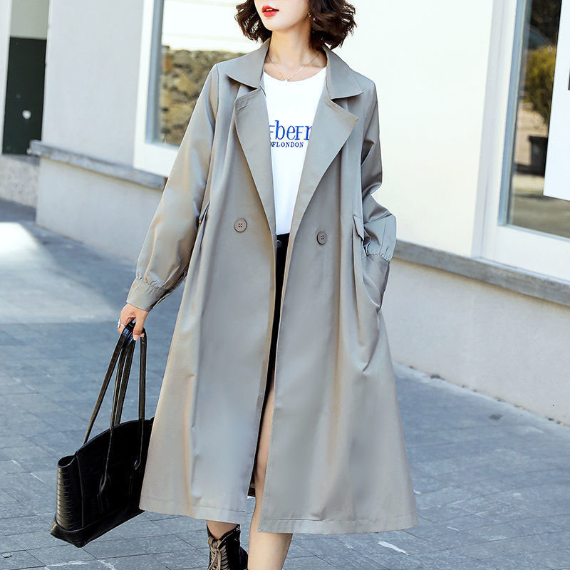 

New Spring Casual Female Fashion Coat Outerwear Loose Clothing Mrs Plus Long Size Jacket Tops R876 Nxbh, Pea green