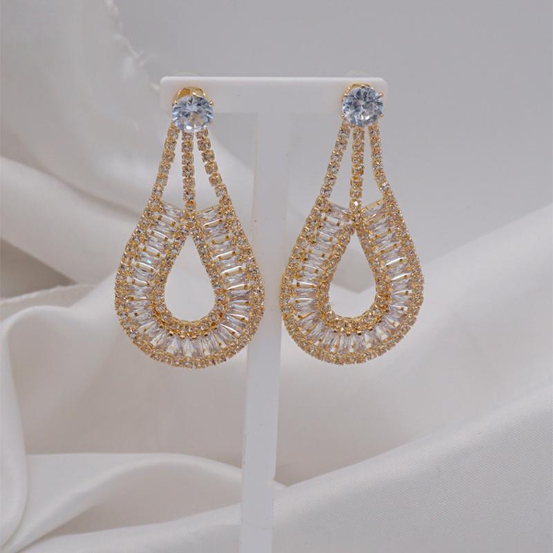 

Dangle & Chandelier Trendy Unique Crystal Earrings Drop Statement Earing For Women Gold Gift Wedding Jewelry Accessories 2022