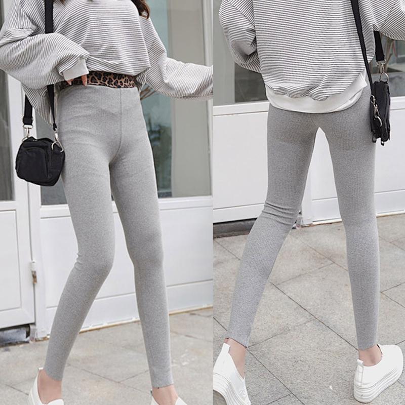 

2021 New Fashion Women'S Home Clothes Sexy Slim Leopard Rib Elastic Pants Trousers Casual Yoga Pants Leggings Thin Capris, Gray