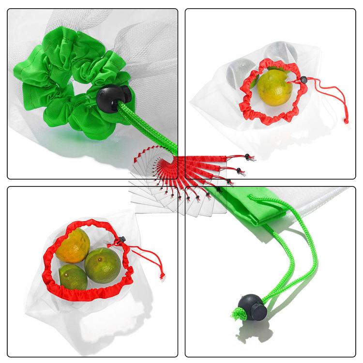 

Vegetable Fruit Container Bags Reusable Shopping Bag Drawstring Storage Hand Tote Pouch Grocery Produce Mesh