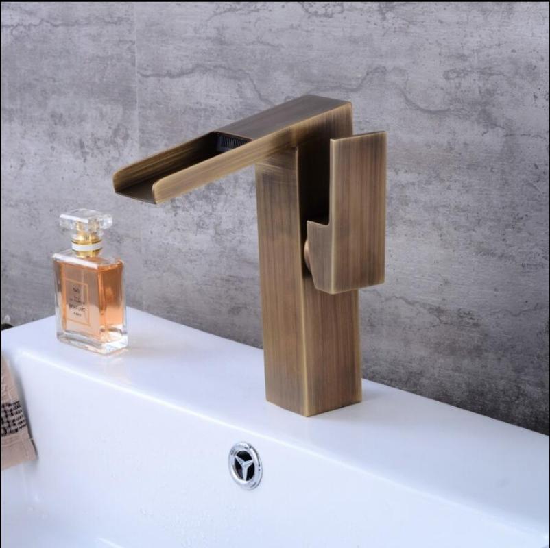 

Vidric Black Oil Brushed/Antique Bathroom Waterfall Faucet &cold Brass Basin Sink Single Handle Wate Faucets