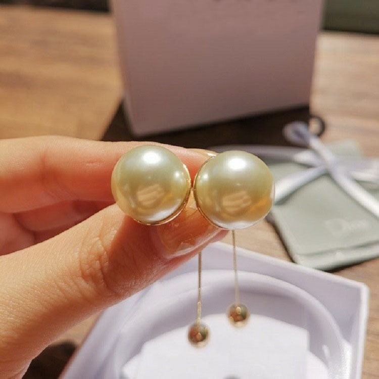 

With BOX Fashion brand Have stamps pearl designer earrings for lady women Party wedding lovers gift engagement luxury jewelry for 218V