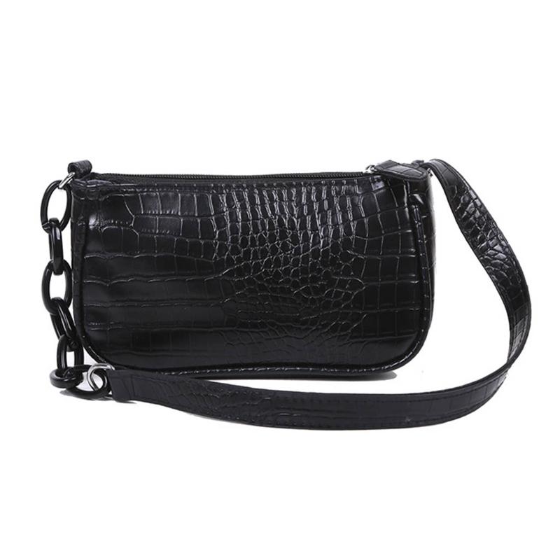 

Crocodile Pattern Underarm Handbag Women Ladies Small Shoulder Bags Armpit Bag, Black