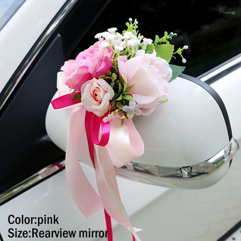 

Wedding Car Decoration Flower Door Handles Rearview Mirror Decorate Artificial Flower Fleur artificielle de voiture de mariage1, Door handle