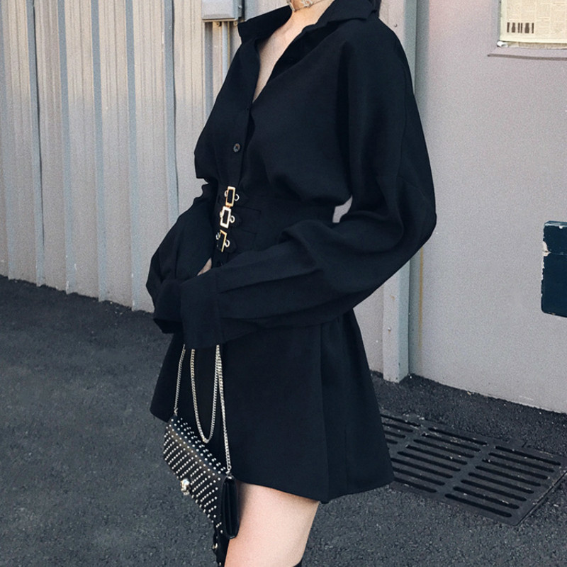 

2021 New Spring French style hepburn small high waist sleeve black dress MTZJ